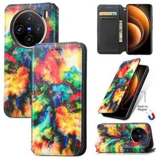 For vivo X100 CaseNeo Colorful Magnetic Leather Phone Case(Colorful Cloud)