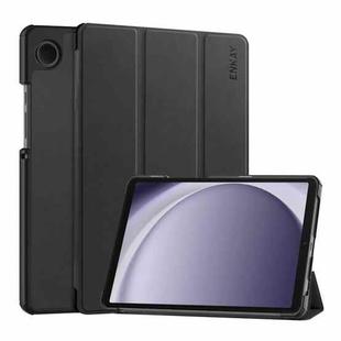 For Samsung Galaxy Tab A9 8.7 ENKAY Tri-fold Custer Texture Leather Smart Tablet Case(Black)
