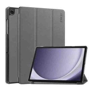 For Samsung Galaxy Tab A9+ 11.0 ENKAY Tri-fold Custer Texture Leather Smart Tablet Case(Grey)