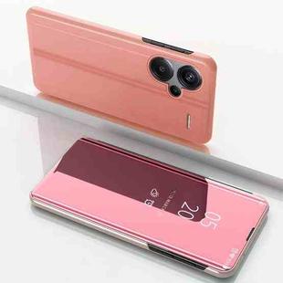 For Xiaomi Redmi Note 13 Pro+ Plated Mirror Horizontal Flip Leather Phone Case with Holder(Rose Gold)