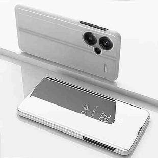 For Xiaomi Redmi Note 13 Pro+ Plated Mirror Horizontal Flip Leather Phone Case with Holder(Silver)