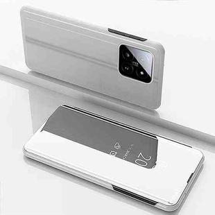 For Xiaomi 14 Plated Mirror Horizontal Flip Leather Phone Case with Holder(Silver)
