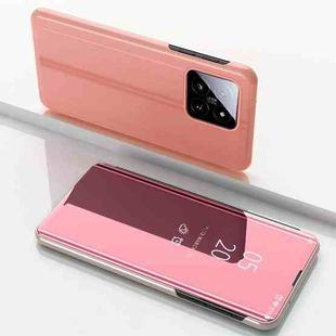 For Xiaomi 14 Pro Plated Mirror Horizontal Flip Leather Phone Case with Holder(Rose Gold)