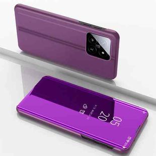 For Xiaomi 14 Pro Plated Mirror Horizontal Flip Leather Phone Case with Holder(Purple)
