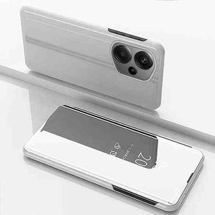 For Xiaomi Redmi Note 13 Pro 4G Plated Mirror Horizontal Flip Leather Phone Case with Holder(Silver)