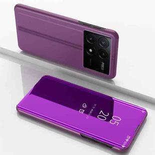 For Xiaomi Poco F6 Pro Plated Mirror Horizontal Flip Leather Phone Case with Holder(Purple)
