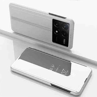For Xiaomi Poco F6 Pro Plated Mirror Horizontal Flip Leather Phone Case with Holder(Silver)