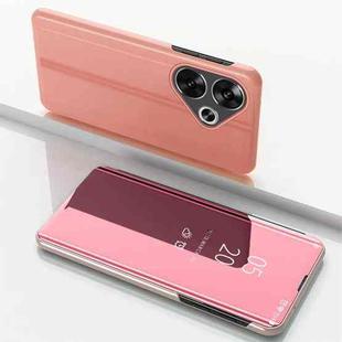 For Xiaomi Poco F6 Plated Mirror Horizontal Flip Leather Phone Case with Holder(Rose Gold)