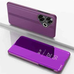 For Xiaomi Poco F6 Plated Mirror Horizontal Flip Leather Phone Case with Holder(Purple)