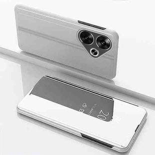 For Xiaomi Poco F6 Plated Mirror Horizontal Flip Leather Phone Case with Holder(Silver)