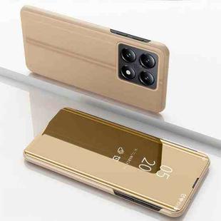 For Xiaomi 14T Pro Plated Mirror Horizontal Flip Leather Phone Case with Holder(Gold)