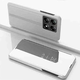 For Xiaomi 14T Plated Mirror Horizontal Flip Leather Phone Case with Holder(Silver)