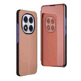For Xiaomi Redmi Note 14 Pro 5G Plated Mirror Horizontal Flip Leather Phone Case with Holder(Rose Gold)