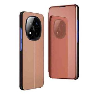 For Xiaomi Redmi Note 14 Pro+ 5G Plated Mirror Horizontal Flip Leather Phone Case with Holder(Rose Gold)