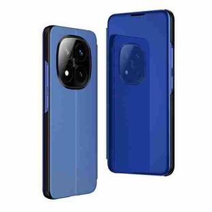 For Xiaomi Redmi Note 14 Pro+ 5G Plated Mirror Horizontal Flip Leather Phone Case with Holder(Blue)