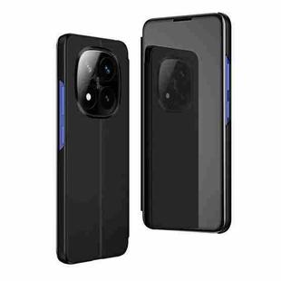 For Xiaomi Redmi Note 14 Pro+ 5G Plated Mirror Horizontal Flip Leather Phone Case with Holder(Black)