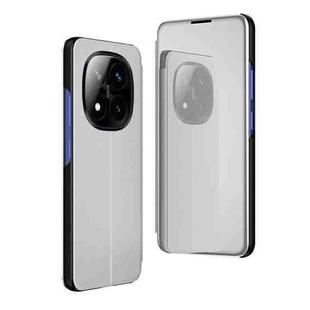 For Xiaomi Redmi Note 14 Pro+ 5G Plated Mirror Horizontal Flip Leather Phone Case with Holder(Silver)