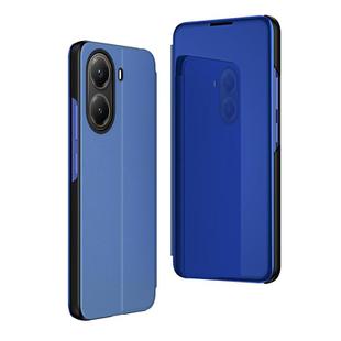 For Xiaomi  Poco X7 Pro Plated Mirror Horizontal Flip Leather Phone Case with Holder(Blue)