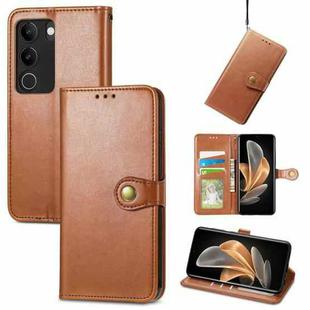 For vivo S17 Retro Solid Color Buckle Leather Phone Case(Brown)
