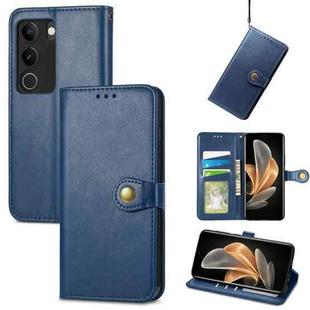 For vivo S17 Retro Solid Color Buckle Leather Phone Case(Blue)