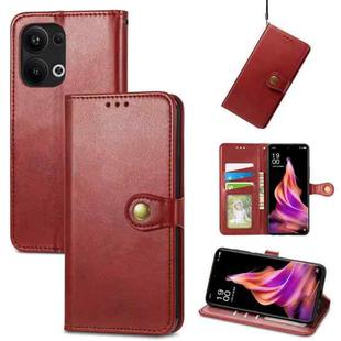 For OPPO Reno9 Pro+ Retro Solid Color Buckle Leather Phone Case(Red)