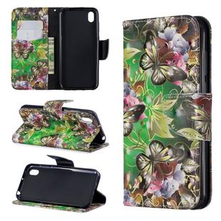 3D Colored Drawing Pattern Horizontal Flip Leather Case for Huawei Y7 / Y7 Prime 2019, with Holder & Card Slots & Wallet(Green Butterfly)