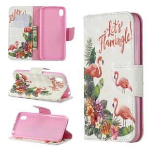 3D Colored Drawing Pattern Horizontal Flip Leather Case for Huawei Y7 / Y7 Prime 2019, with Holder & Card Slots & Wallet(English Flamingo)