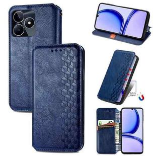 For Realme C53 Cubic Grid Pressed Magnetic Leather Phone Case(Blue)