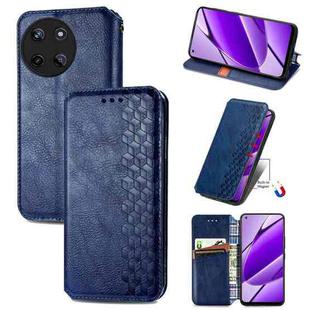 For Realme 11 4G Global Cubic Grid Pressed Magnetic Leather Phone Case(Blue)