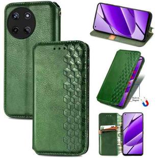 For Realme 11 4G Global Cubic Grid Pressed Magnetic Leather Phone Case(Green)