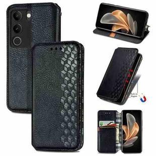 For vivo S17 Cubic Grid Pressed Magnetic Leather Phone Case(Black)