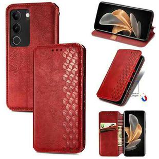 For vivo S17 Cubic Grid Pressed Magnetic Leather Phone Case(Red)