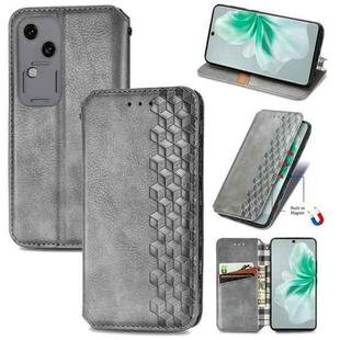 For vivo S18 Cubic Grid Pressed Magnetic Leather Phone Case(Grey)