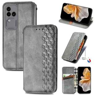 For vivo S18 Pro Cubic Grid Pressed Magnetic Leather Phone Case(Grey)