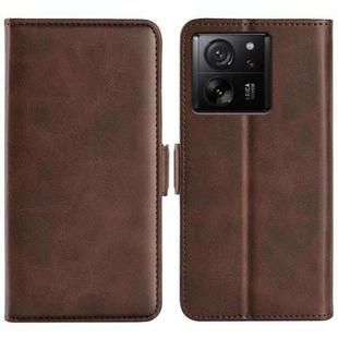 For Xiaomi 13T Dual-side Magnetic Buckle Horizontal Flip Leather Phone Case(Brown)