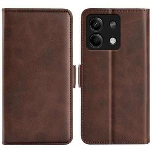 For Xiaomi Redmi Note 13 5G Dual-side Magnetic Buckle Horizontal Flip Leather Phone Case(Brown)