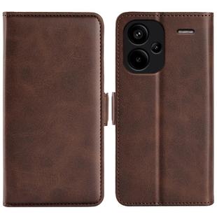 For Xiaomi Redmi Note 13 Pro+ Dual-side Magnetic Buckle Horizontal Flip Leather Phone Case(Brown)