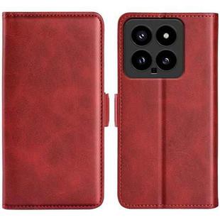 For Xiaomi 14 Dual-side Magnetic Buckle Horizontal Flip Leather Phone Case(Red)