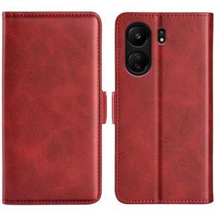 For Xiaomi Redmi Note 13C Dual-side Magnetic Buckle Horizontal Flip Leather Phone Case(Red)