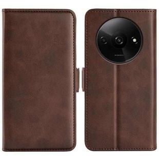 For Xiaomi Redmi Note 13 4G Dual-side Magnetic Buckle Horizontal Flip Leather Phone Case(Brown)