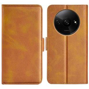 For Xiaomi Redmi A3 Dual-side Magnetic Buckle Horizontal Flip Leather Phone Case(Yellow)