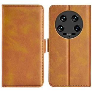 For Xiaomi 14 Ultra Dual-side Magnetic Buckle Horizontal Flip Leather Phone Case(Yellow)
