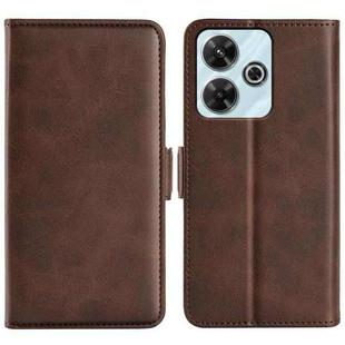 For Xiaomi Redmi Note 13R 5G Dual-side Magnetic Buckle Horizontal Flip Leather Phone Case(Brown)