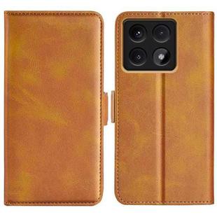 For Xiaomi 14T Dual-side Magnetic Buckle Horizontal Flip Leather Phone Case(Yellow)