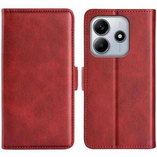 For Xiaomi Redmi Note 14 5G Dual-side Magnetic Buckle Horizontal Flip Leather Phone Case(Red)