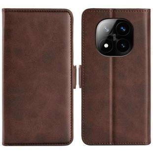 For Xiaomi Redmi Note 14 Pro+ Dual-side Magnetic Buckle Horizontal Flip Leather Phone Case(Brown)