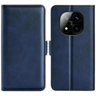 For Xiaomi Redmi Note 14 Pro+ Dual-side Magnetic Buckle Horizontal Flip Leather Phone Case(Dark Blue)