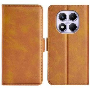 For Redmi Note 14 Pro 4G Dual-side Magnetic Buckle Horizontal Flip Leather Phone Case(Yellow)