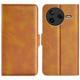 For Redmi K80 / Poco F7 Pro Dual-side Magnetic Buckle Horizontal Flip Leather Phone Case(Yellow)