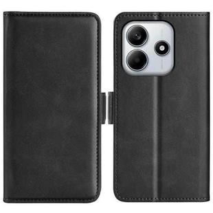 For Redmi Note 14 4G 164.84mm Dual-side Magnetic Buckle Horizontal Flip Leather Phone Case(Black)